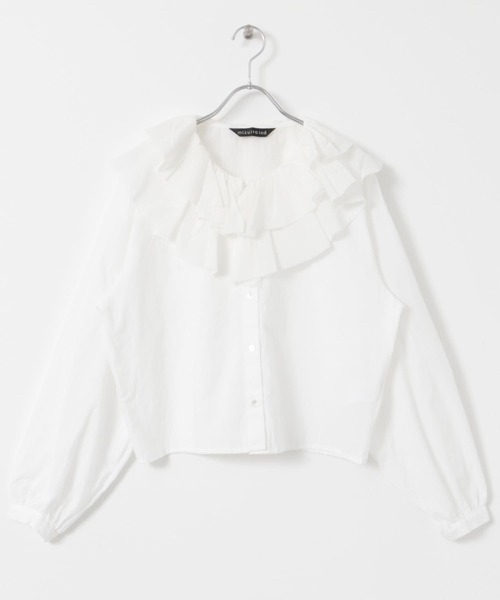ミズイロインド　ブラウス mizuiro ind doublefrill collarsshirts（シャツ/ブラウス