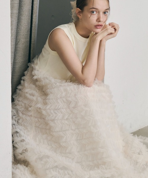 ノースリーブドッキングチュールワンピース（ワンピース