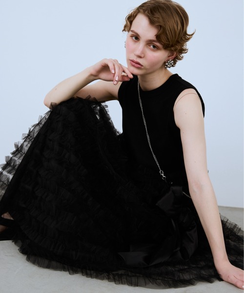 ペルナ PERNA ノースリーブドッキングチュールワンピース ノースリーブドッキングチュールワンピース（ワンピース）｜PERNA