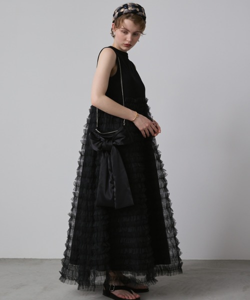 セール】ノースリーブドッキングチュールワンピース（ワンピース