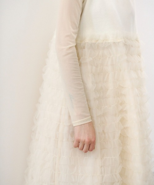 PERNA(ペルナ)の「ノースリーブドッキングチュールワンピース(ワンピース・レディース・アイボリー/ブラック・MEDIUM/LARGE)」の13枚目の写真