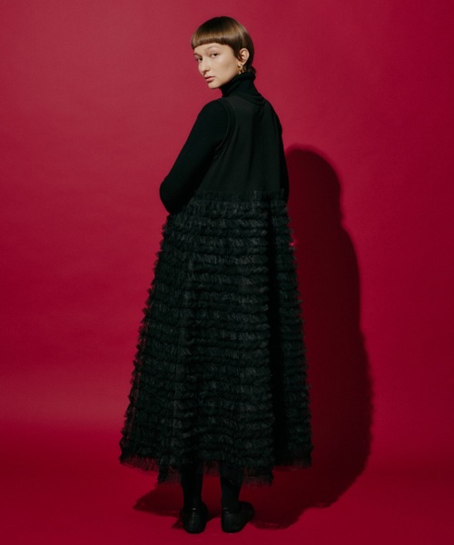 ノースリーブドッキングチュールワンピース（ワンピース）｜PERNA