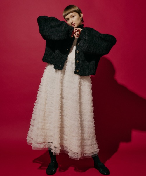 ノースリーブドッキングチュールワンピース（ワンピース）｜PERNA