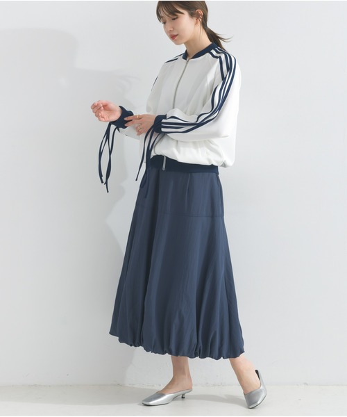 OandI（オーアンドアイ）の「ラインリボンジャージブルゾン（その他アウター・レディース・ブラック/オフホワイト・FREE）」の5枚目の写真