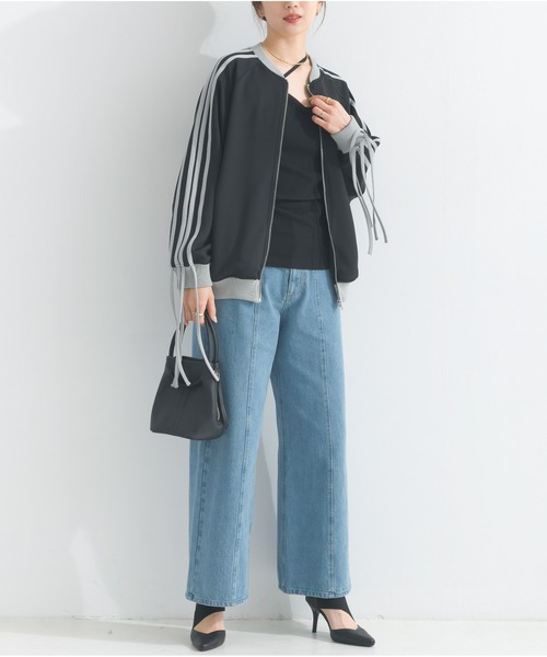 OandI（オーアンドアイ）の「ラインリボンジャージブルゾン（その他アウター・レディース・ブラック/オフホワイト・FREE）」の9枚目の写真