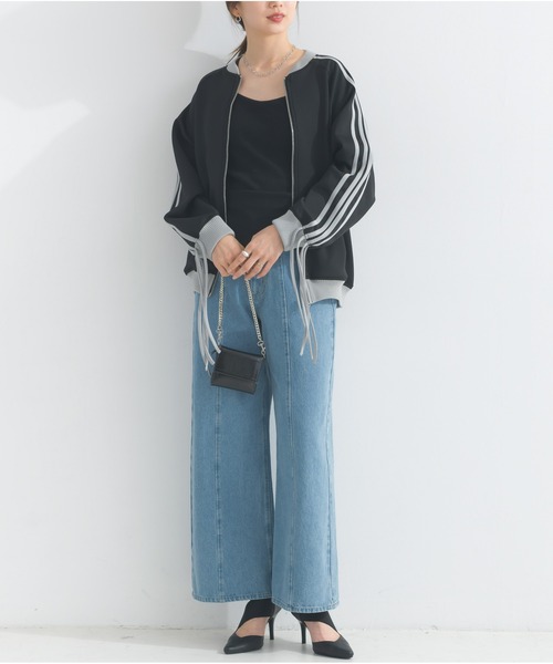 OandI（オーアンドアイ）の「ラインリボンジャージブルゾン（その他アウター・レディース・ブラック/オフホワイト・FREE）」の10枚目の写真