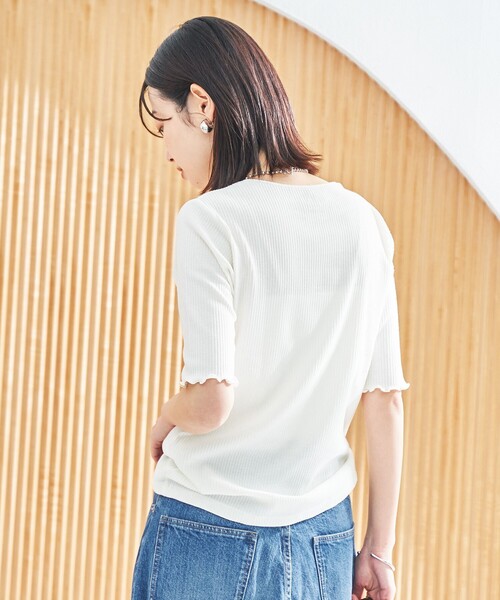 coen（コーエン）の「メロークルーリブTシャツ（Tシャツ/カットソー・レディース・ブラック/オフホワイト/オレンジ/その他1/コバルトブルー・M/L）」の6枚目の写真