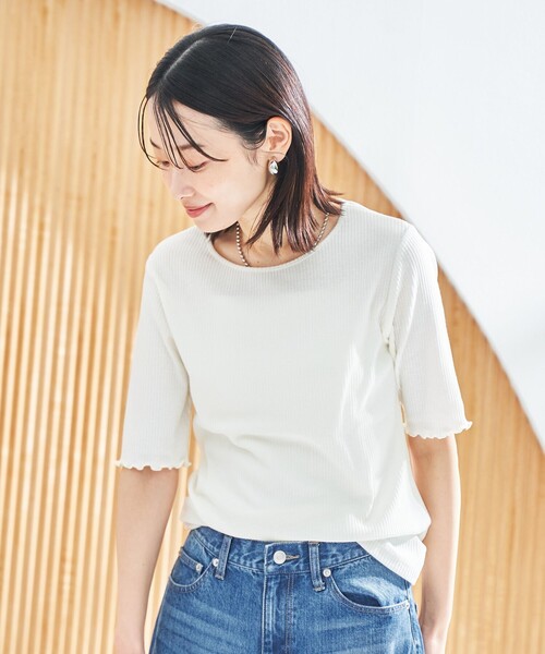 coen（コーエン）の「メロークルーリブTシャツ（Tシャツ/カットソー・レディース・ブラック/オフホワイト/オレンジ/その他1/コバルトブルー・M/L）」の8枚目の写真