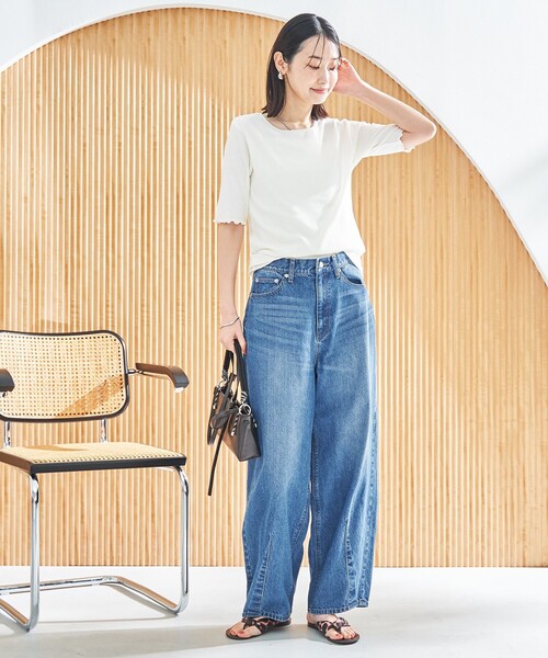 coen（コーエン）の「メロークルーリブTシャツ（Tシャツ/カットソー・レディース・ブラック/オフホワイト/オレンジ/その他1/コバルトブルー・M/L）」の9枚目の写真