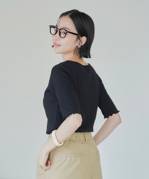 coen（コーエン）の「メロークルーリブTシャツ（Tシャツ/カットソー・レディース・ブラック/オフホワイト/オレンジ/その他1/コバルトブルー・M/L）」の13枚目の写真