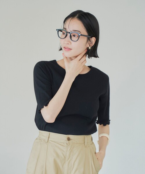 coen（コーエン）の「メロークルーリブTシャツ（Tシャツ/カットソー・レディース・ブラック/オフホワイト/オレンジ/その他1/コバルトブルー・M/L）」の14枚目の写真