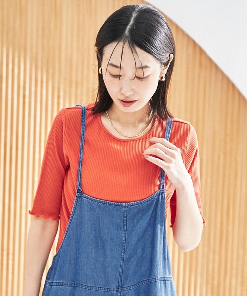 coen（コーエン）の「メロークルーリブTシャツ（Tシャツ/カットソー・レディース・ブラック/オフホワイト/オレンジ/その他1/コバルトブルー・M/L）」の18枚目の写真