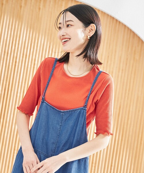 coen（コーエン）の「メロークルーリブTシャツ（Tシャツ/カットソー・レディース・ブラック/オフホワイト/オレンジ/その他1/コバルトブルー・M/L）」の19枚目の写真