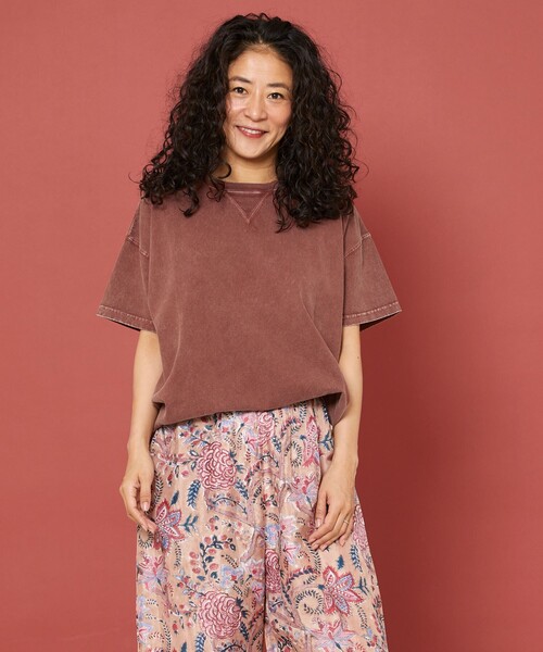 Freada（フリーダ）の「Freada/フリーダ ケミカルウォッシュ Tシャツ（Tシャツ/カットソー・レディース・ライトピンク/チャコールグレー/ワインレッド/レッド・ONE SIZE）」の18枚目の写真