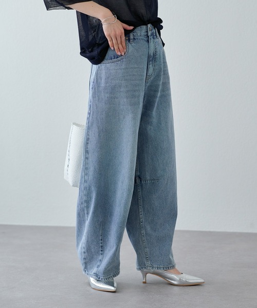 PUAL CE CIN 【25th】綿麻デニムパンツ　カーブシルエットパンツ 25th】綿麻デニムカーブシルエットパンツ（デニムパンツ）｜PUAL