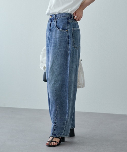 PUAL CE CIN（ピュアルセシン）の「【25th】綿麻デニムカーブシルエットパンツ（デニムパンツ・レディース・ブルー/インディゴブルー・MEDIUM/SMALL）」の20枚目の写真