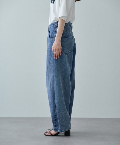 PUAL CE CIN 【25th】綿麻デニムパンツ　カーブシルエットパンツ 25th】綿麻デニムカーブシルエットパンツ（デニムパンツ）｜PUAL
