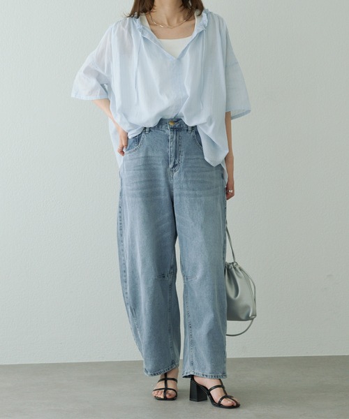 25th】綿麻デニムカーブシルエットパンツ（デニムパンツ）｜PUAL