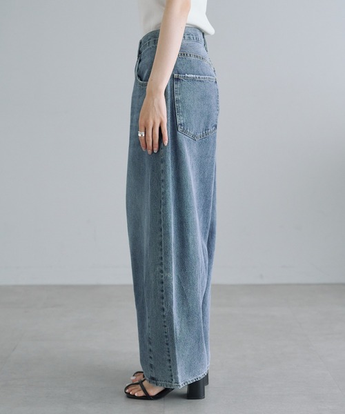 PUAL CE CIN 【25th】綿麻デニムパンツ　カーブシルエットパンツ 25th】綿麻デニムカーブシルエットパンツ（デニムパンツ）｜PUAL