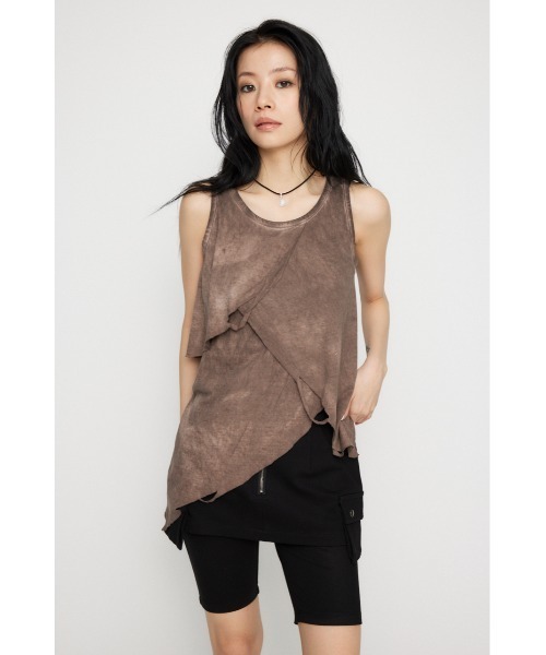 LAGUA GEM（ラグアジェム）の「OVERLAP CLASH トップス（タンクトップ・レディース・ブラウン/グレー・FREE）」の8枚目の写真