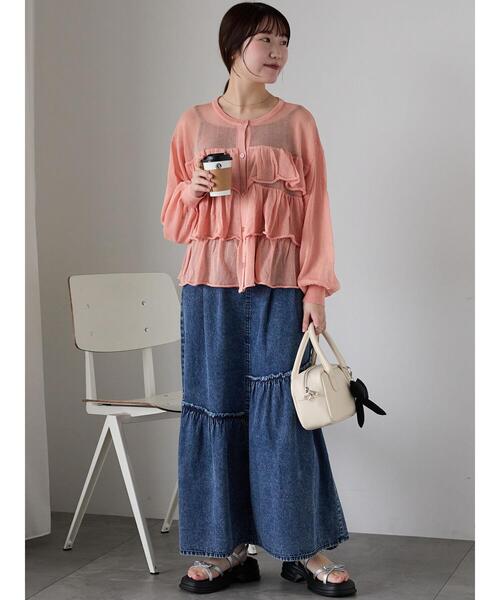 ehka sopo（エヘカソポ）の「ティアードカーディガン（カーディガン/ボレロ・レディース・キナリ/ブラック/オレンジ・F）」の8枚目の写真