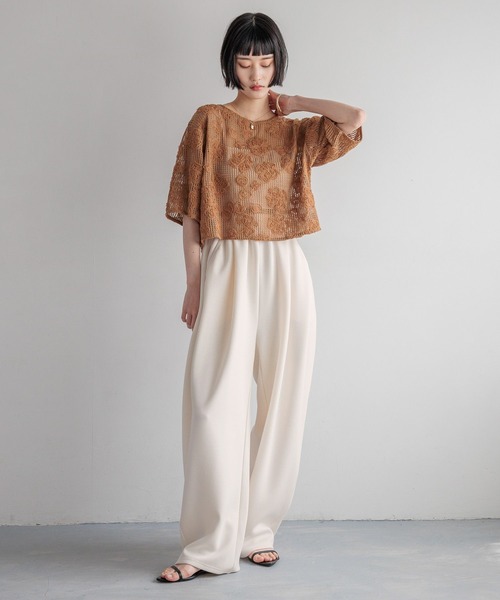 LOWRYS FARM（ローリーズファーム）の「３Ｄレース５Ｓ　 492171（Tシャツ/カットソー・レディース・ブラック/アイボリー/ブラウン・FREE）」の13枚目の写真