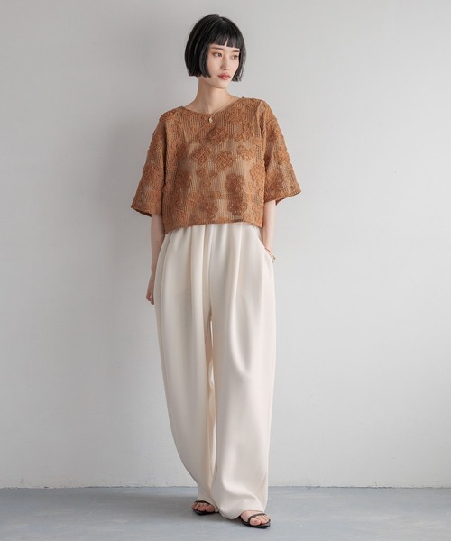 LOWRYS FARM（ローリーズファーム）の「３Ｄレース５Ｓ　 492171（Tシャツ/カットソー・レディース・ブラック/アイボリー/ブラウン・FREE）」の12枚目の写真