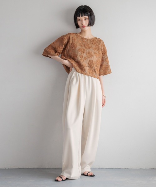 LOWRYS FARM（ローリーズファーム）の「３Ｄレース５Ｓ　 492171（Tシャツ/カットソー・レディース・ブラック/アイボリー/ブラウン・FREE）」の11枚目の写真