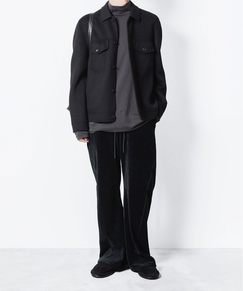ATTACHMENT(アタッチメント)の「CO/PE ベロア ジャージー 3Dトラックワイドパンツ / CO/PE VELOR JERSEY 3D TRACK WIDE PANTS(その他パンツ・メンズ・ブラック/ダークグレー・3/2/1)」の5枚目の写真