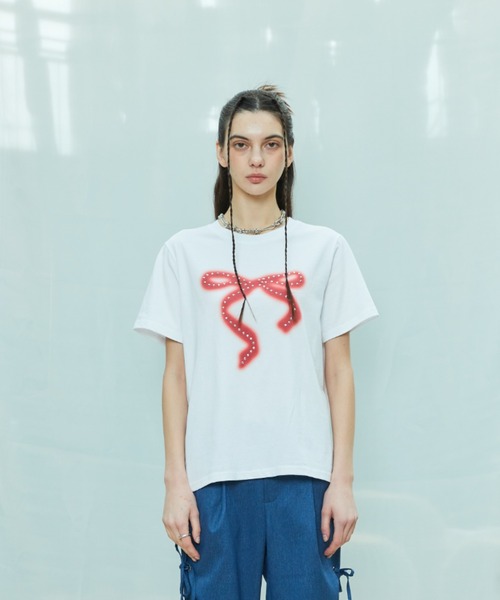 LARTIGENT(ラーティゼン)の「L9 RIBBON T-SHIRT(Tシャツ/カットソー・レディース・ホワイト/ネイビー・FREE)」の10枚目の写真
