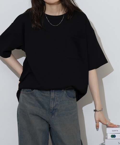 FUNALIVE(ファンアライブ)の「楊柳ジャガード 無地 半袖 Tシャツ(Tシャツ/カットソー・メンズ・ネイビー/ベージュ/グレー/ブラック・L/LL/M)」の6枚目の写真
