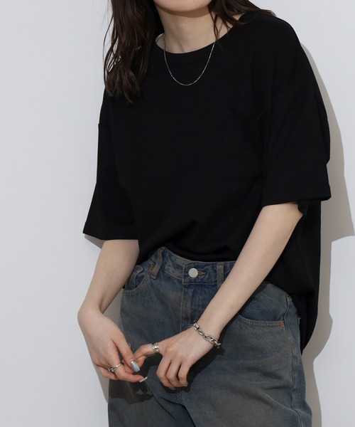 FUNALIVE(ファンアライブ)の「楊柳ジャガード 無地 半袖 Tシャツ(Tシャツ/カットソー・メンズ・ネイビー/ベージュ/グレー/ブラック・L/LL/M)」の7枚目の写真