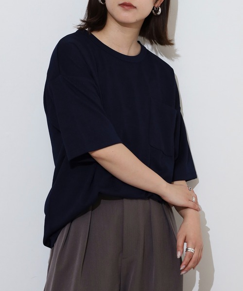 FUNALIVE(ファンアライブ)の「楊柳ジャガード 無地 半袖 Tシャツ(Tシャツ/カットソー・メンズ・ネイビー/ベージュ/グレー/ブラック・L/LL/M)」の17枚目の写真