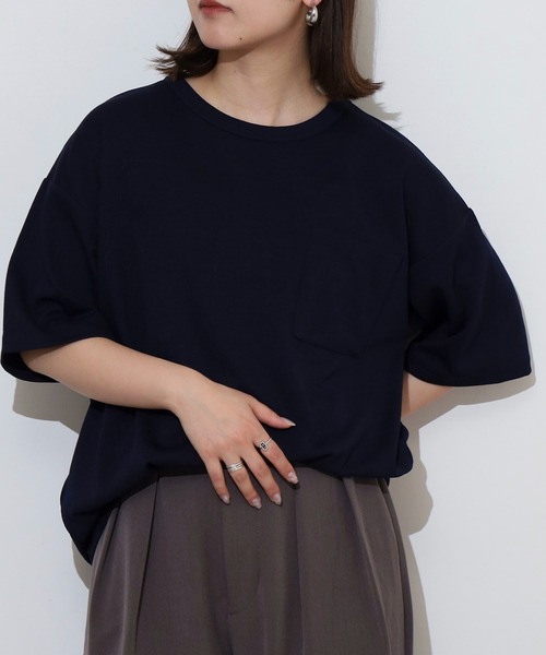 FUNALIVE(ファンアライブ)の「楊柳ジャガード 無地 半袖 Tシャツ(Tシャツ/カットソー・メンズ・ネイビー/ベージュ/グレー/ブラック・L/LL/M)」の19枚目の写真