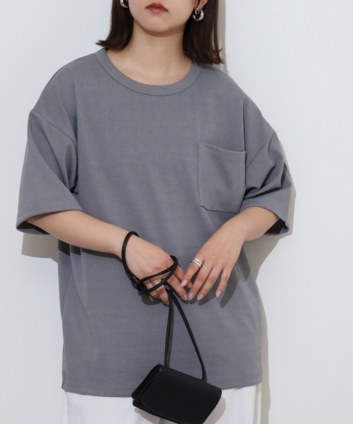 FUNALIVE(ファンアライブ)の「楊柳ジャガード 無地 半袖 Tシャツ(Tシャツ/カットソー・メンズ・ネイビー/ベージュ/グレー/ブラック・L/LL/M)」の9枚目の写真