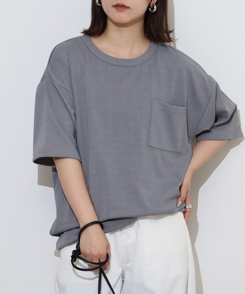 FUNALIVE(ファンアライブ)の「楊柳ジャガード 無地 半袖 Tシャツ(Tシャツ/カットソー・メンズ・ネイビー/ベージュ/グレー/ブラック・L/LL/M)」の11枚目の写真