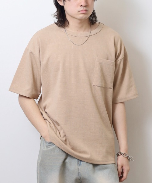 FUNALIVE(ファンアライブ)の「楊柳ジャガード 無地 半袖 Tシャツ(Tシャツ/カットソー・メンズ・ネイビー/ベージュ/グレー/ブラック・L/LL/M)」の22枚目の写真