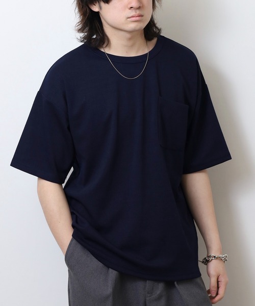 FUNALIVE(ファンアライブ)の「楊柳ジャガード 無地 半袖 Tシャツ(Tシャツ/カットソー・メンズ・ネイビー/ベージュ/グレー/ブラック・L/LL/M)」の21枚目の写真
