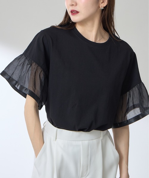 ZOZO限定】オーガンジードッキングトップス（Tシャツ/カットソー