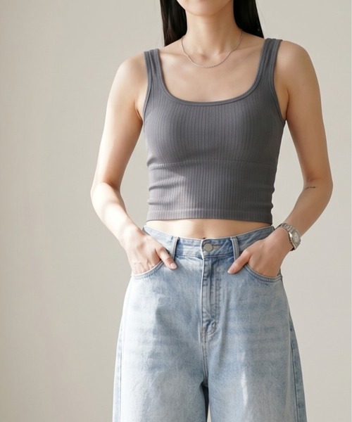 Per sist ence(パーシエンス)の「リブタンクブラトップ(タンクトップ・レディース・グレー/ベージュ/ホワイト/ブラック・ONE SIZE)」の9枚目の写真