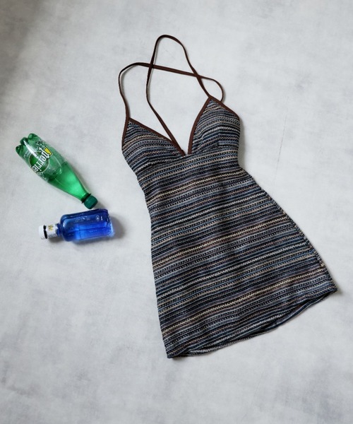 Ulysses（ユリシス）の「マルチボーダーバックオープンワンピース水着（水着・レディース・ブラウン・M/L）」の2枚目の写真