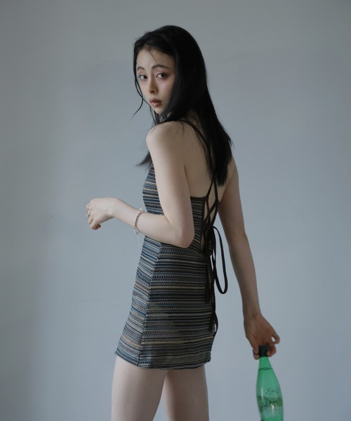 Ulysses（ユリシス）の「マルチボーダーバックオープンワンピース水着（水着・レディース・ブラウン・M/L）」の19枚目の写真