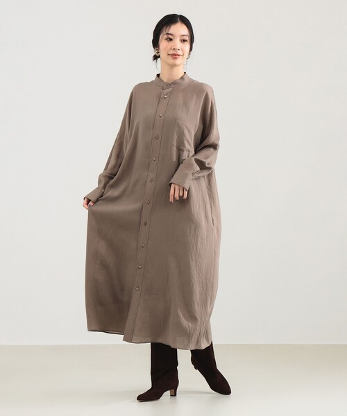 ティッカ シャツワンピース TICCA (ティッカ) ノーカラーナローシャツワンピース