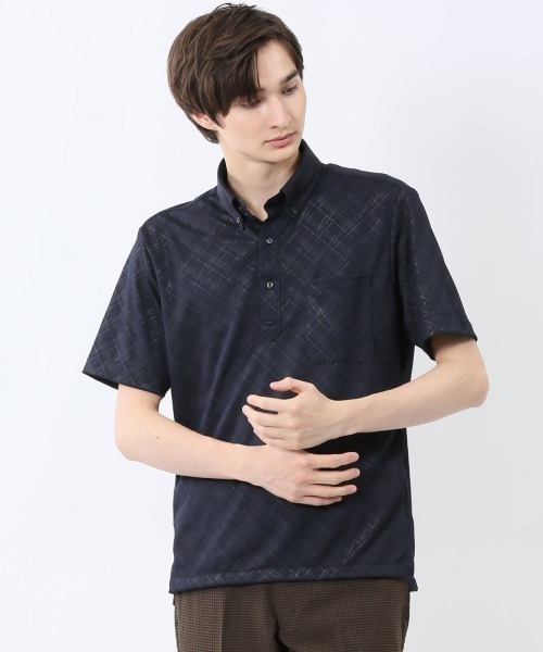 m.f.editorial(エムエフエディトリアル)の「ビズポロ ポロシャツ メンズ 半袖 ストレッチ 吸水速乾 形態安定 ボタンダウン クールパス クールビズ (ポロシャツ・メンズ・ネイビー・MEDIUM/X-LARGE/LARGE)」の1枚目の写真