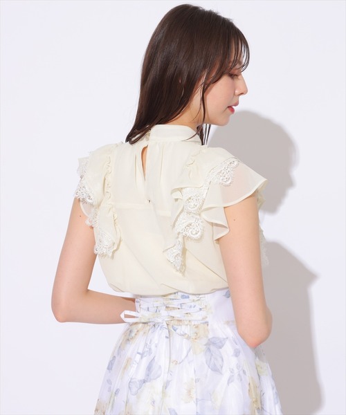 ブラウス シャツ シフォン×レースフリルスリーブブラウス レディース シフォン×レースフリルスリーブブラウス(F オフ): SWINGLE｜公式