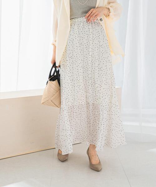 URBAN RESEARCH ROSSO WOMEN（アーバンリサーチ　ロッソ）の「ドットプリーツイージースカート（スカート・レディース・ホワイト/ブラック・FREE）」の5枚目の写真
