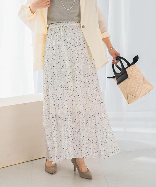 URBAN RESEARCH ROSSO WOMEN（アーバンリサーチ　ロッソ）の「ドットプリーツイージースカート（スカート・レディース・ホワイト/ブラック・FREE）」の6枚目の写真