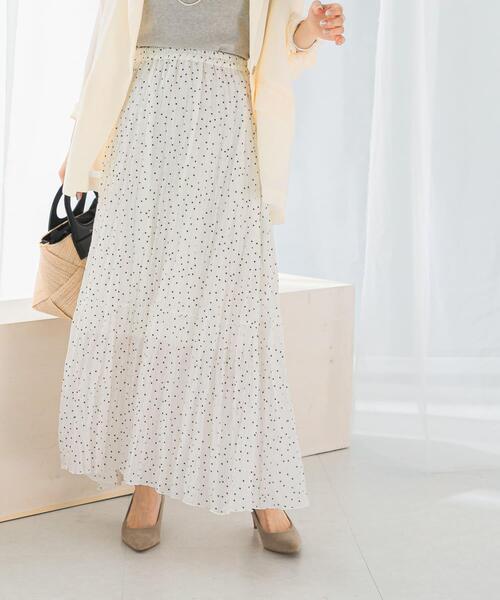 URBAN RESEARCH ROSSO WOMEN（アーバンリサーチ　ロッソ）の「ドットプリーツイージースカート（スカート・レディース・ホワイト/ブラック・FREE）」の7枚目の写真