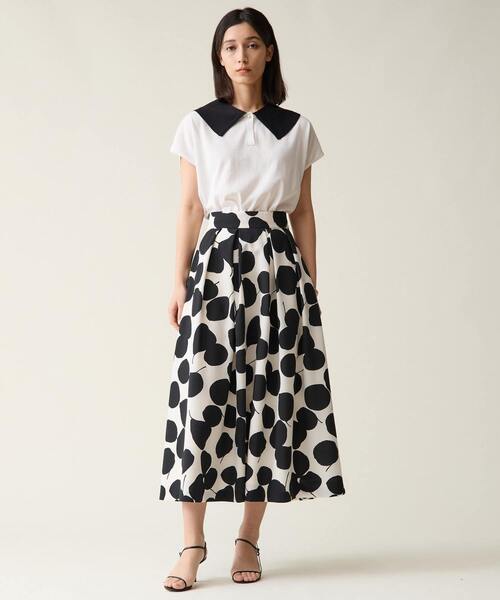 Tiara（ティアラ）の「リーフドットプリントスカート（セットアップ可）（スカート・レディース・アイボリー/ブラック・2/3）」の6枚目の写真