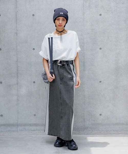 PAGEBOY（ページボーイ）の「ドッキングデニムスカート（スカート・レディース・ブラック/ブルー・FREE）」の3枚目の写真